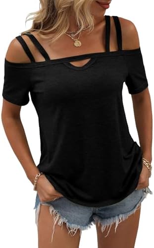 Summer Black Off The Shoulder Tops for Women Sexy Casual Short